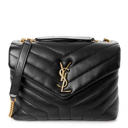 Saint Laurent Calfskin Y Quilted Monogram Small Loulou Chain Satchel Black 1 of 11