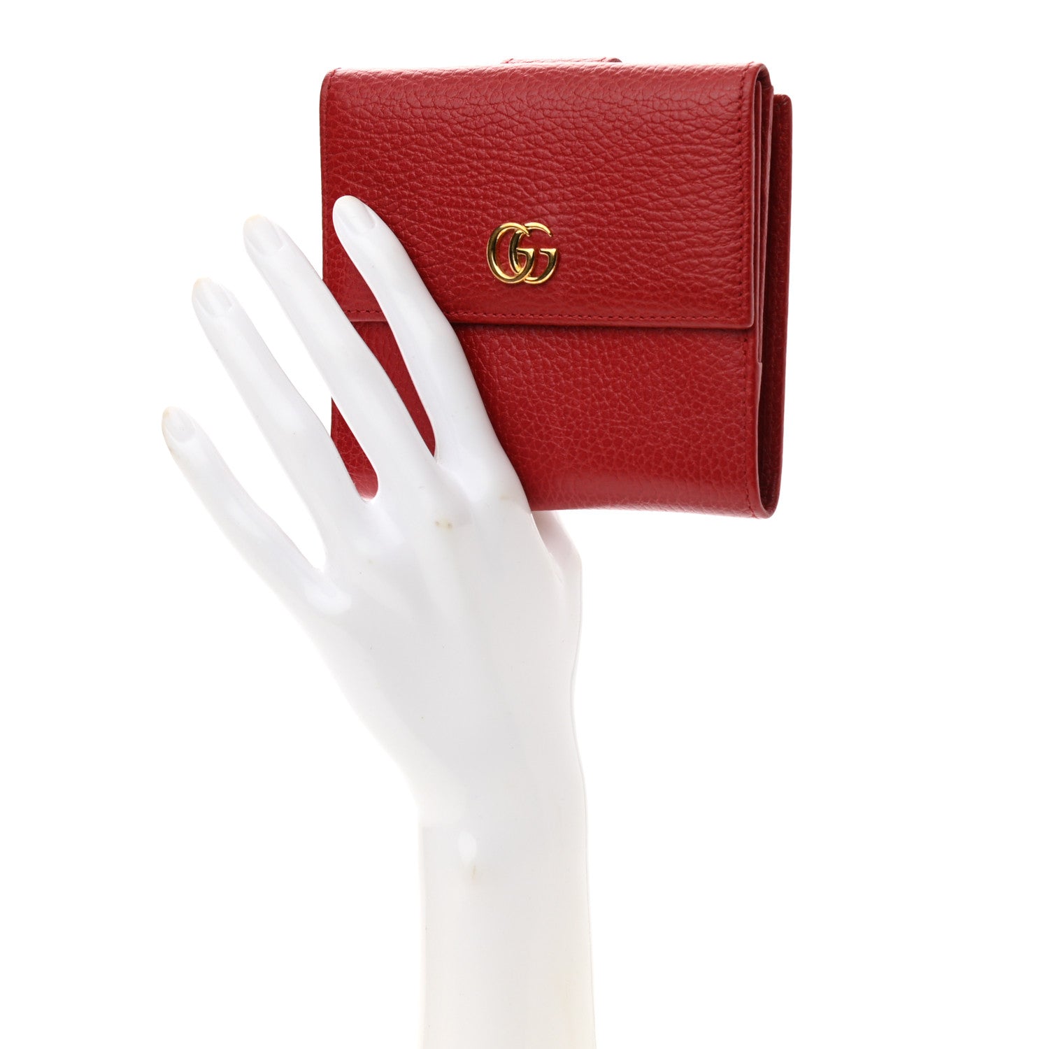 Gucci Dollar Calfskin Double G French Flap Wallet Hibiscus Red 2 of 7