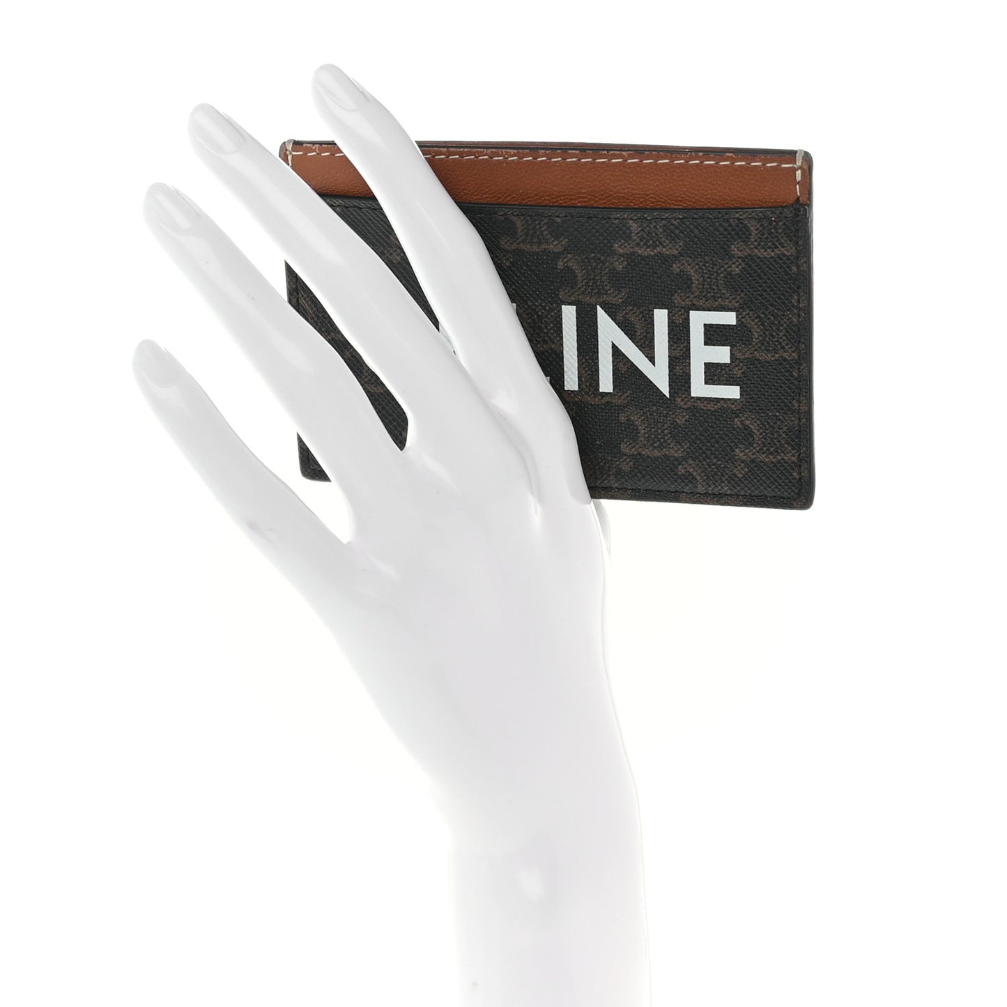Triomphe Canvas Card Holder Tan