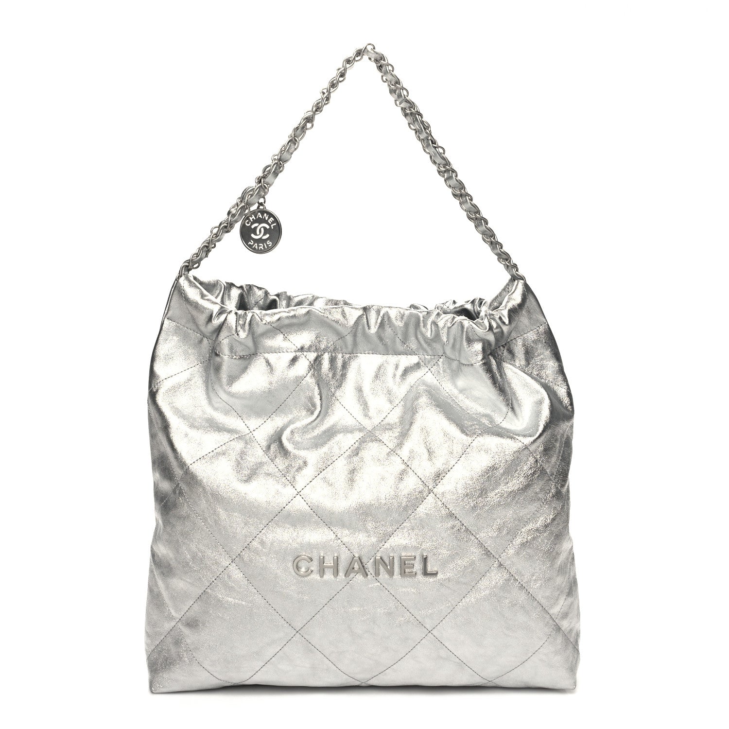 Chanel Metallic Calfskin Quilted Chanel 22 Silver 3 of 12