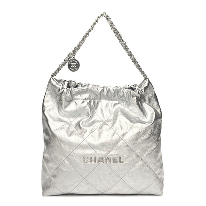Chanel Metallic Calfskin Quilted Chanel 22 Silver 3 of 12