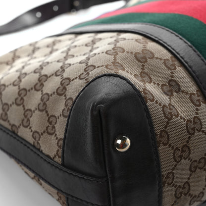 Gucci Monogram Vintage Web Medium Hobo Dark Brown 10 of 12