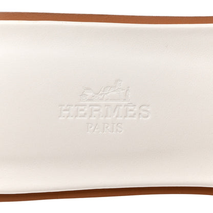 Hermes Box Calfskin Oran Sandals 38 White 7 of 9