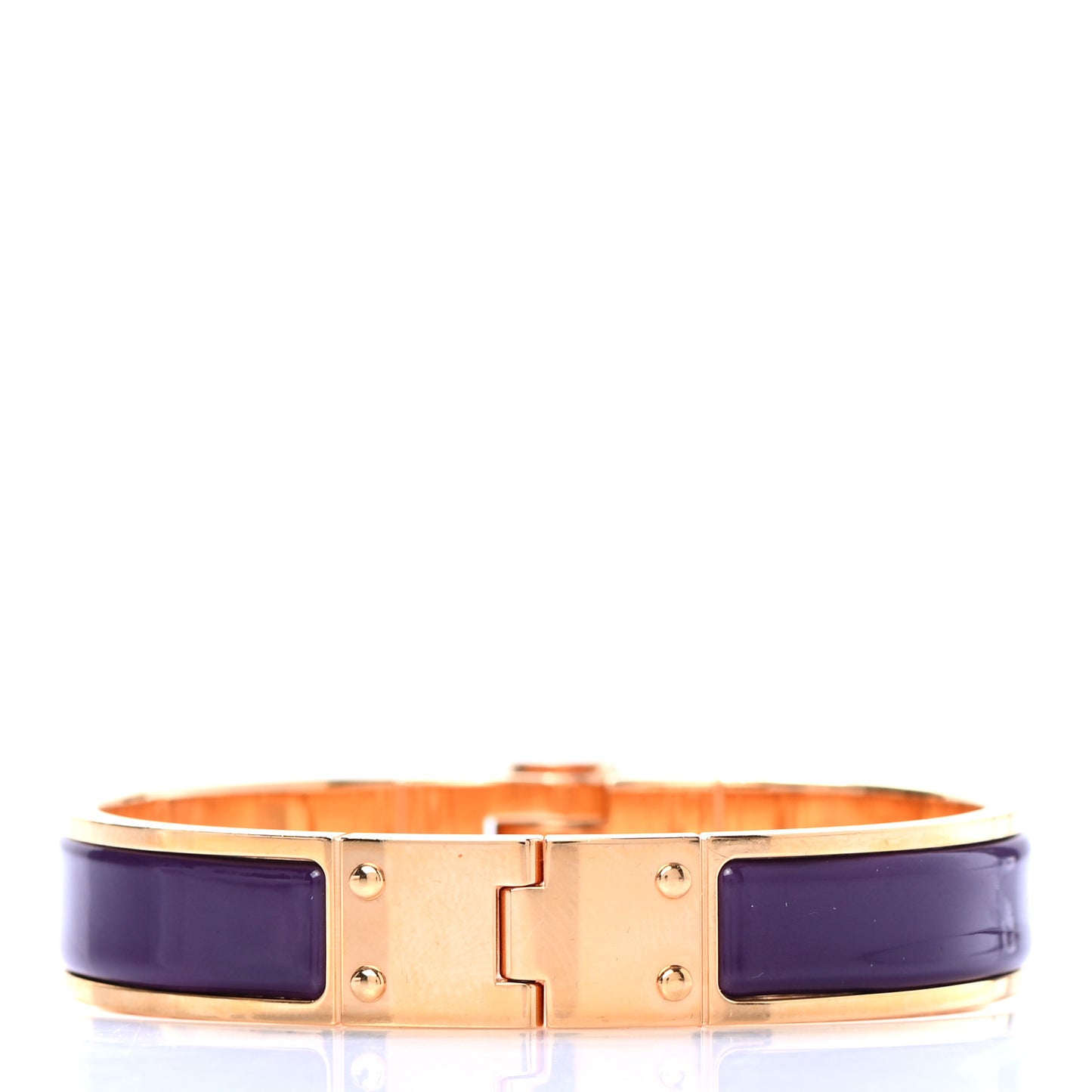 Enamel Charniere Uni Narrow Hinged Bracelet M Raisin