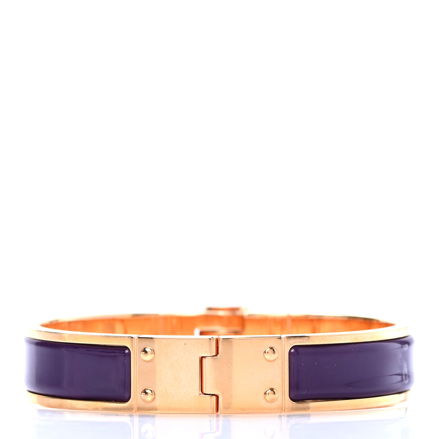 Hermes Enamel Charniere Uni Narrow Hinged Bracelet M Raisin 3 of 4