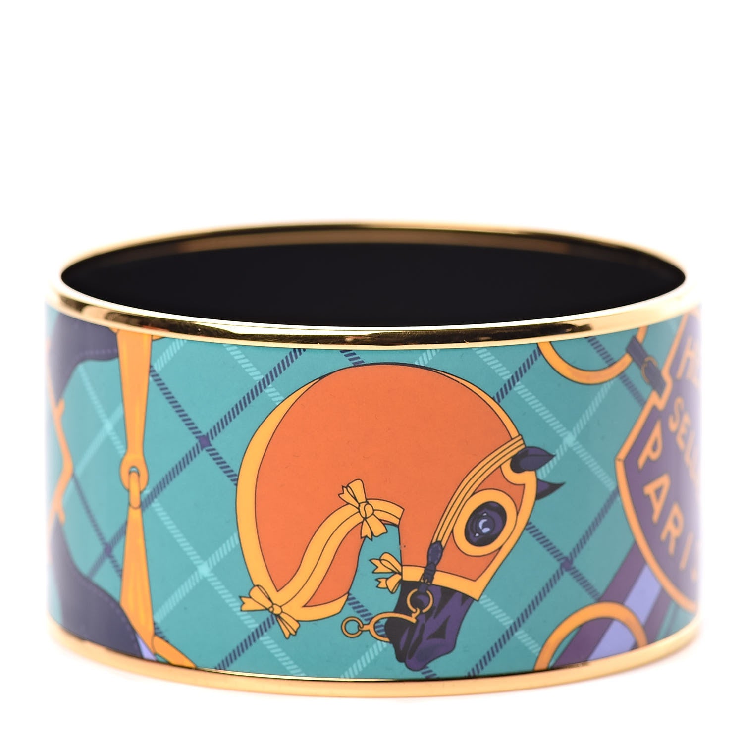 Hermes Enamel Print Extra Wide Bracelet 65 1 of 6