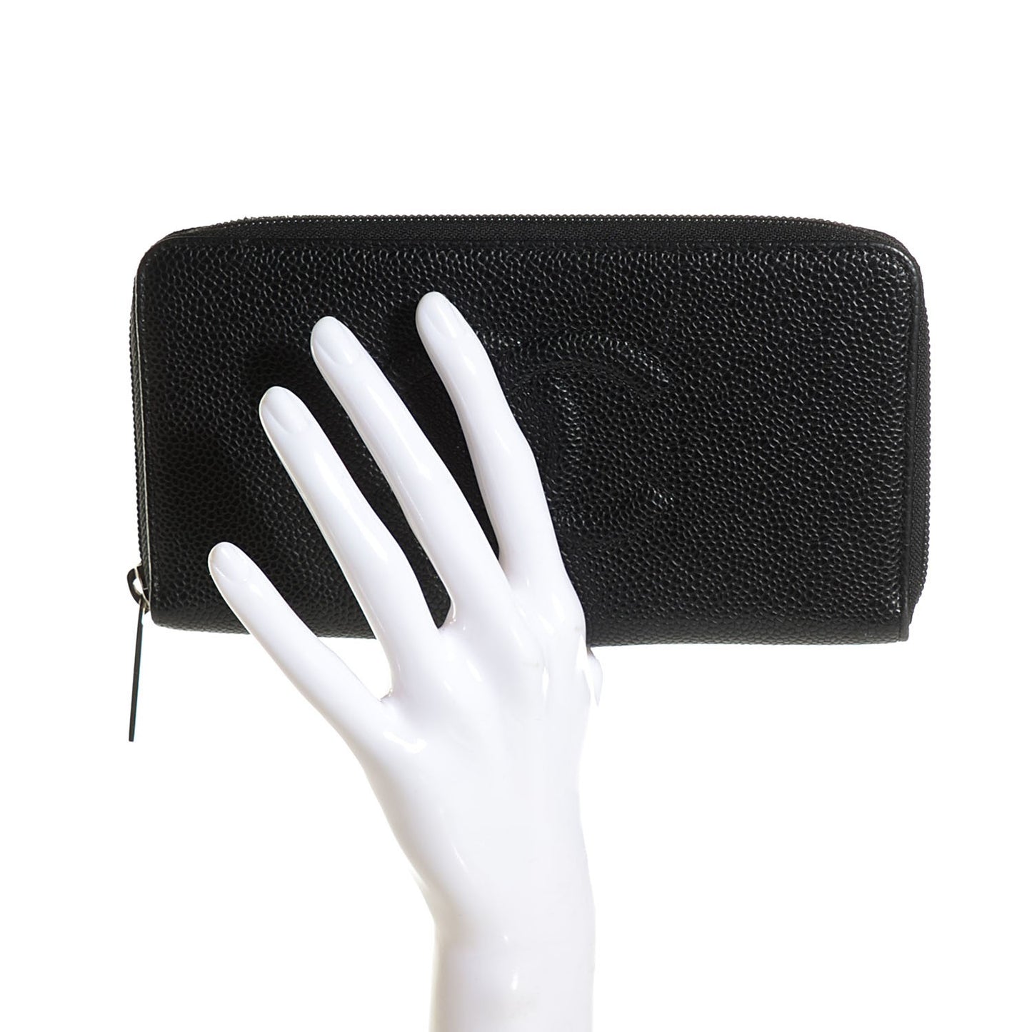 Caviar Large Timeless CC Zip Around Wallet Black