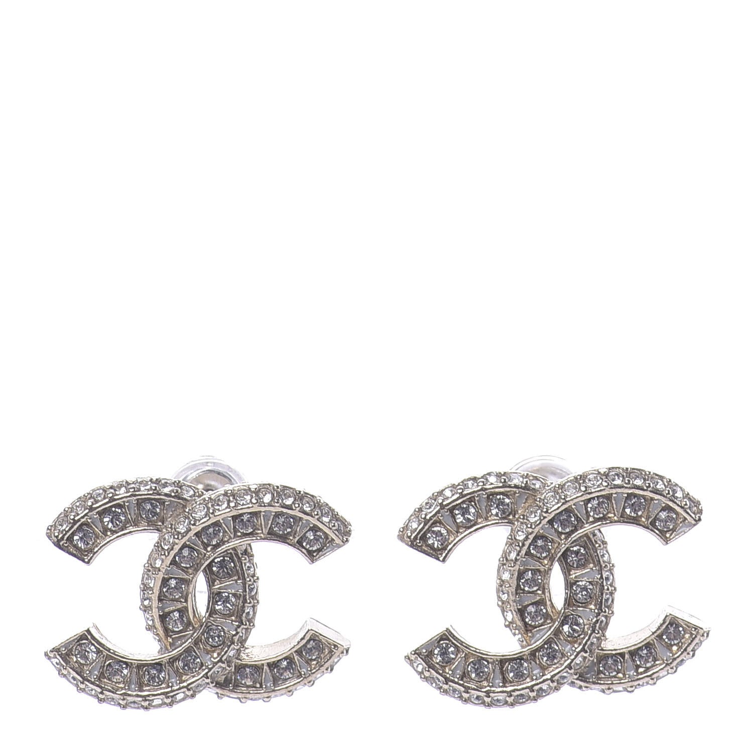 Chanel Crystal Timeless CC Earrings Light Gold 1 of 5