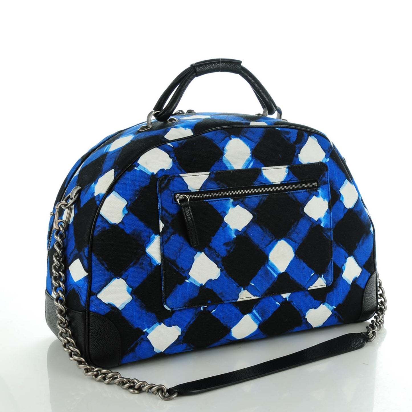 Caviar Printed Canvas Bowling Bag White Blue Black