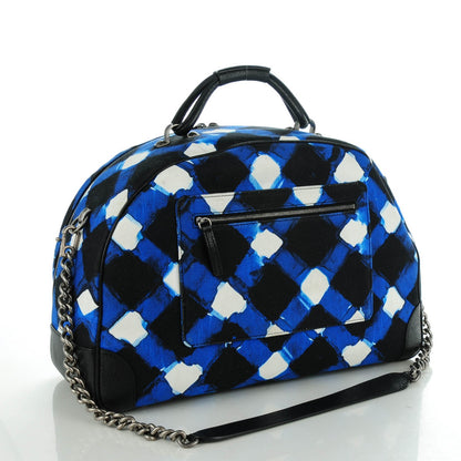 Chanel Caviar Printed Canvas Bowling Bag White Blue Black 3 of 7