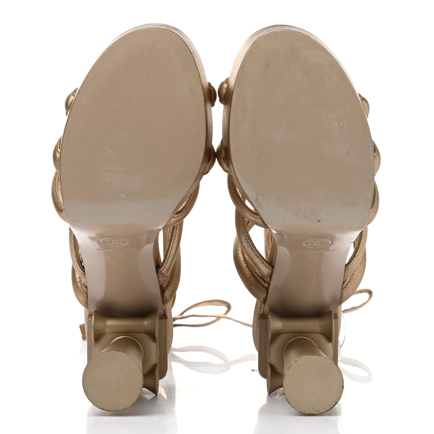 Chanel Laminated Lambskin Gladiator Sandals 36 Gold 5 of 8
