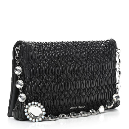 Miu Miu Nappa Matelasse Crystal Flap Clutch Black 3 of 8