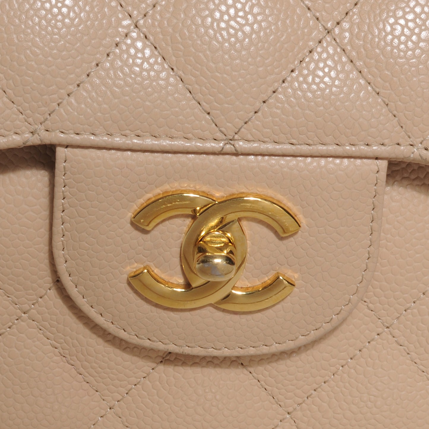 Caviar Jumbo Double Flap Beige Clair