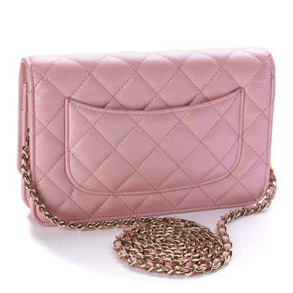 Chanel Iridescent Caviar Quilted Wallet on Chain WOC Pink 3 of 12