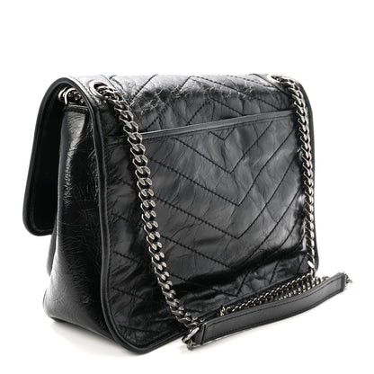 Saint Laurent Crinkled Calfskin Matelasse Monogram Medium Niki Chain Satchel Black 3 of 10