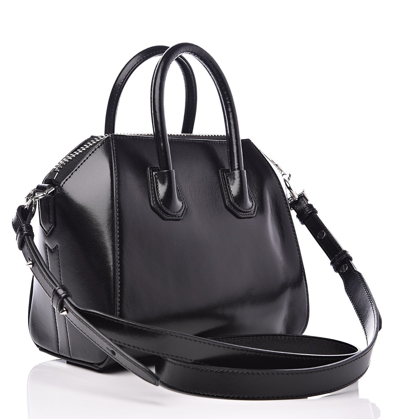 Shiny Lord Calfskin Mini Antigona Black