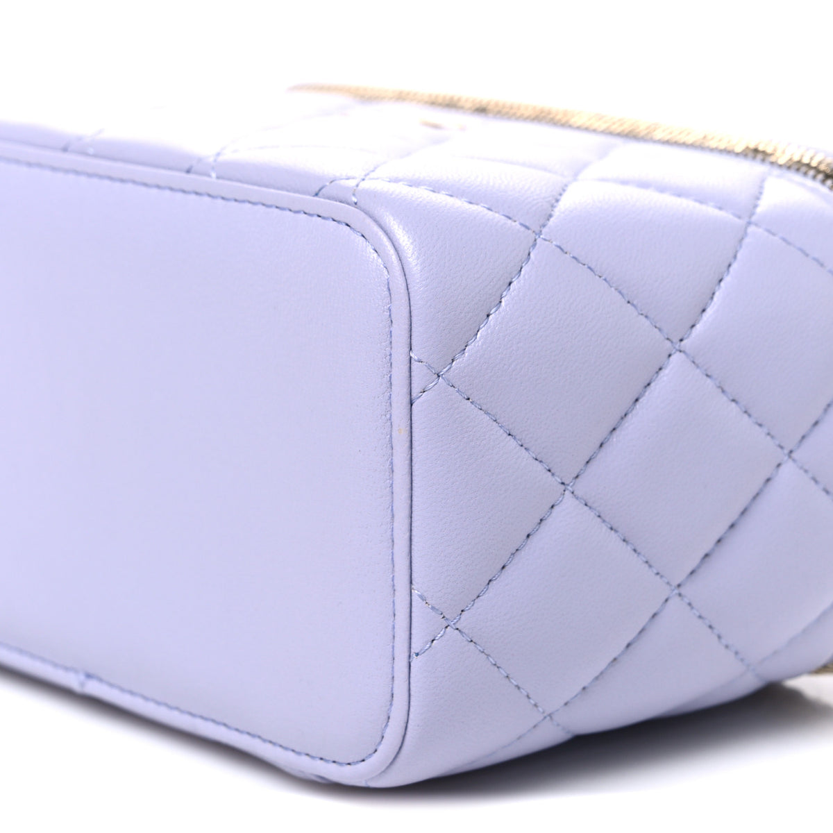 Lambskin Quilted Small Top Handle Vanity Case With Chain Light Purple