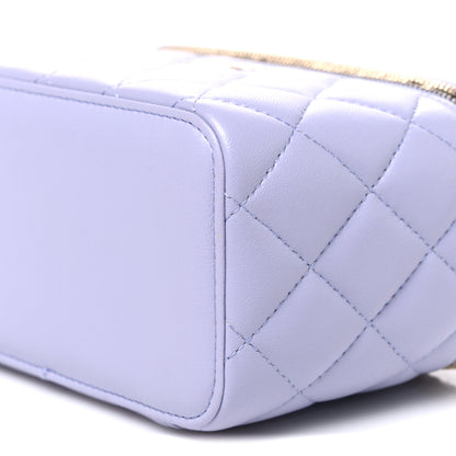 Chanel Lambskin Quilted Small Top Handle Vanity Case With Chain Light Purple 10 of 10