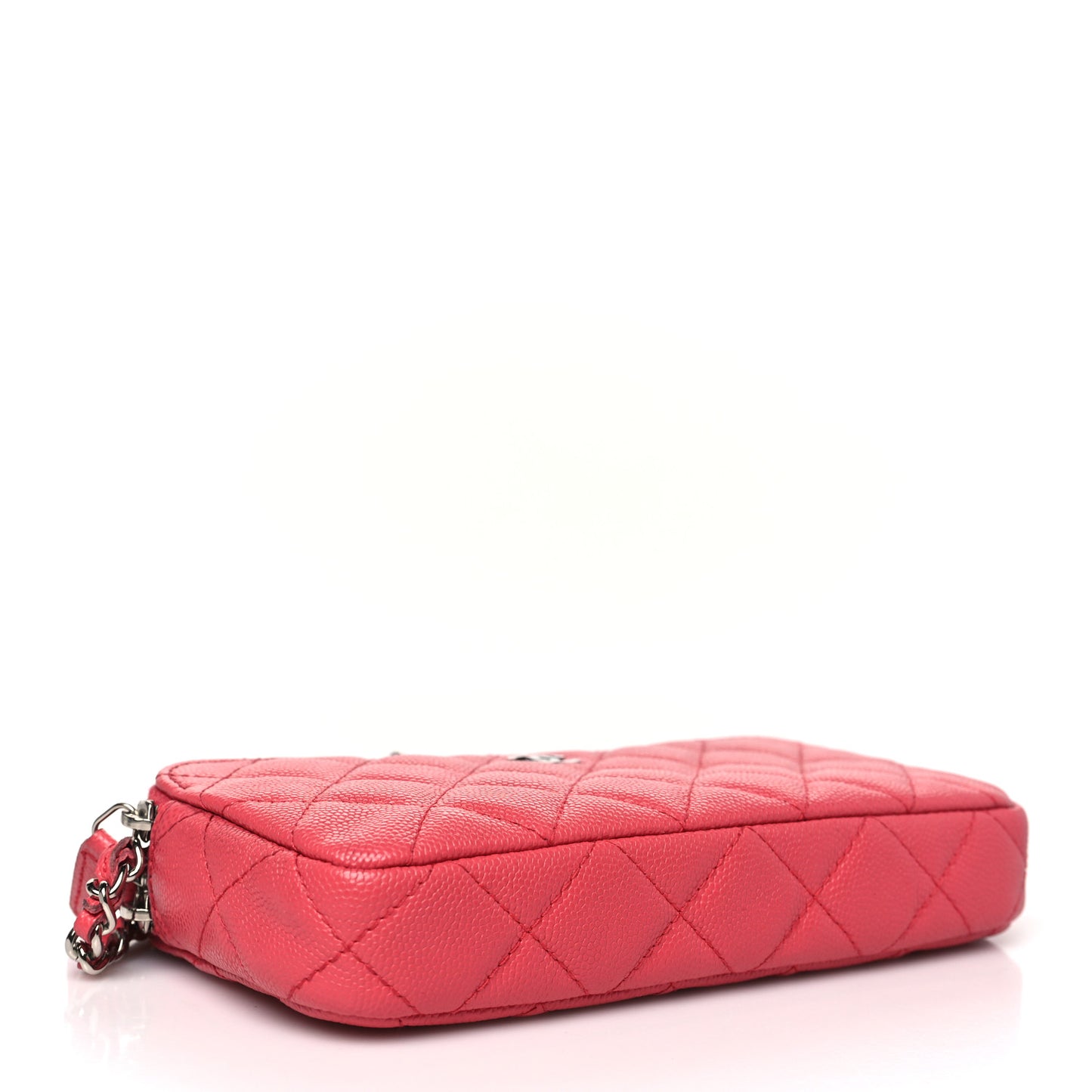Caviar Quilted Small Clutch With Chain Pink
