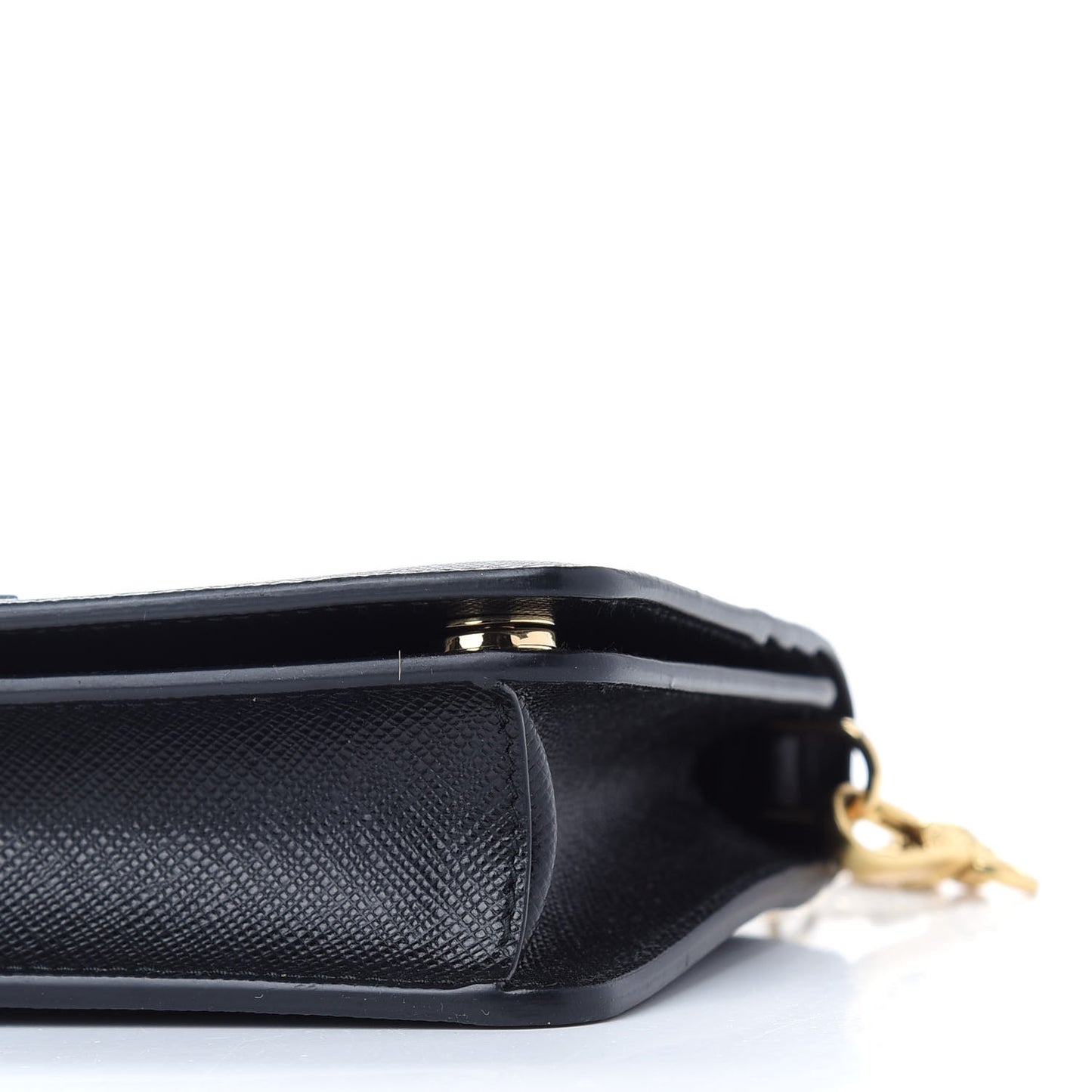 Saffiano Shine Monochrome Mini Flap Crossbody Wristlet Bag Black