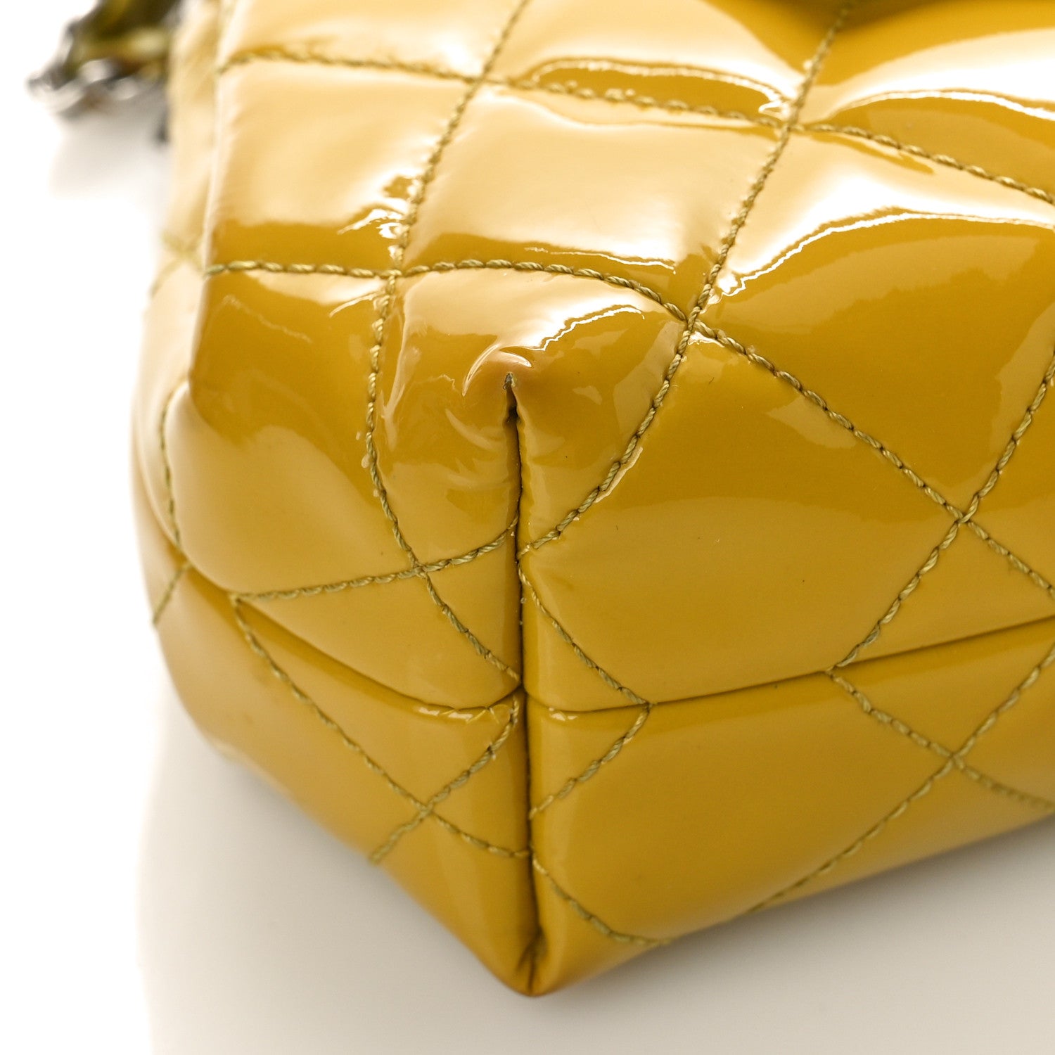 Chanel Patent Quilted Coco Shine Small Accordion Flap Yellow 8 of 10