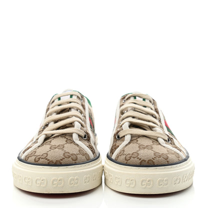 Gucci GG Monogram Web Womens 1977 Tennis Sneakers 39 Beige Ebony Mystic White 2 of 7