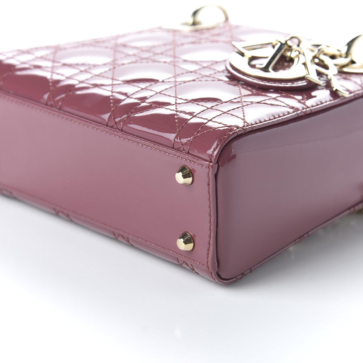 Patent Cannage Mini Lady Dior Dark Pink
