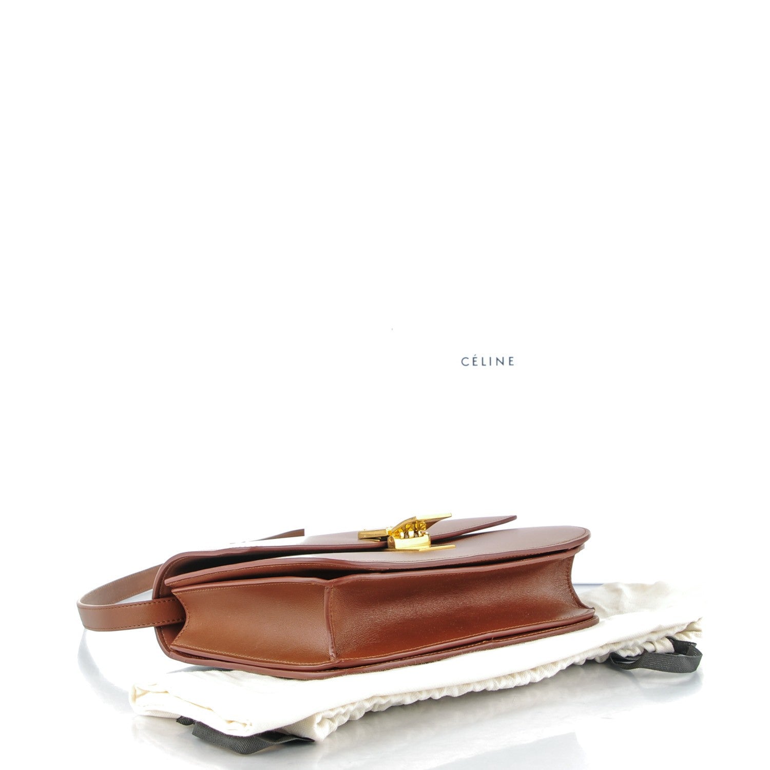 Celine Smooth Calfskin Medium Classic Box Flap Bag Camel 4 of 9