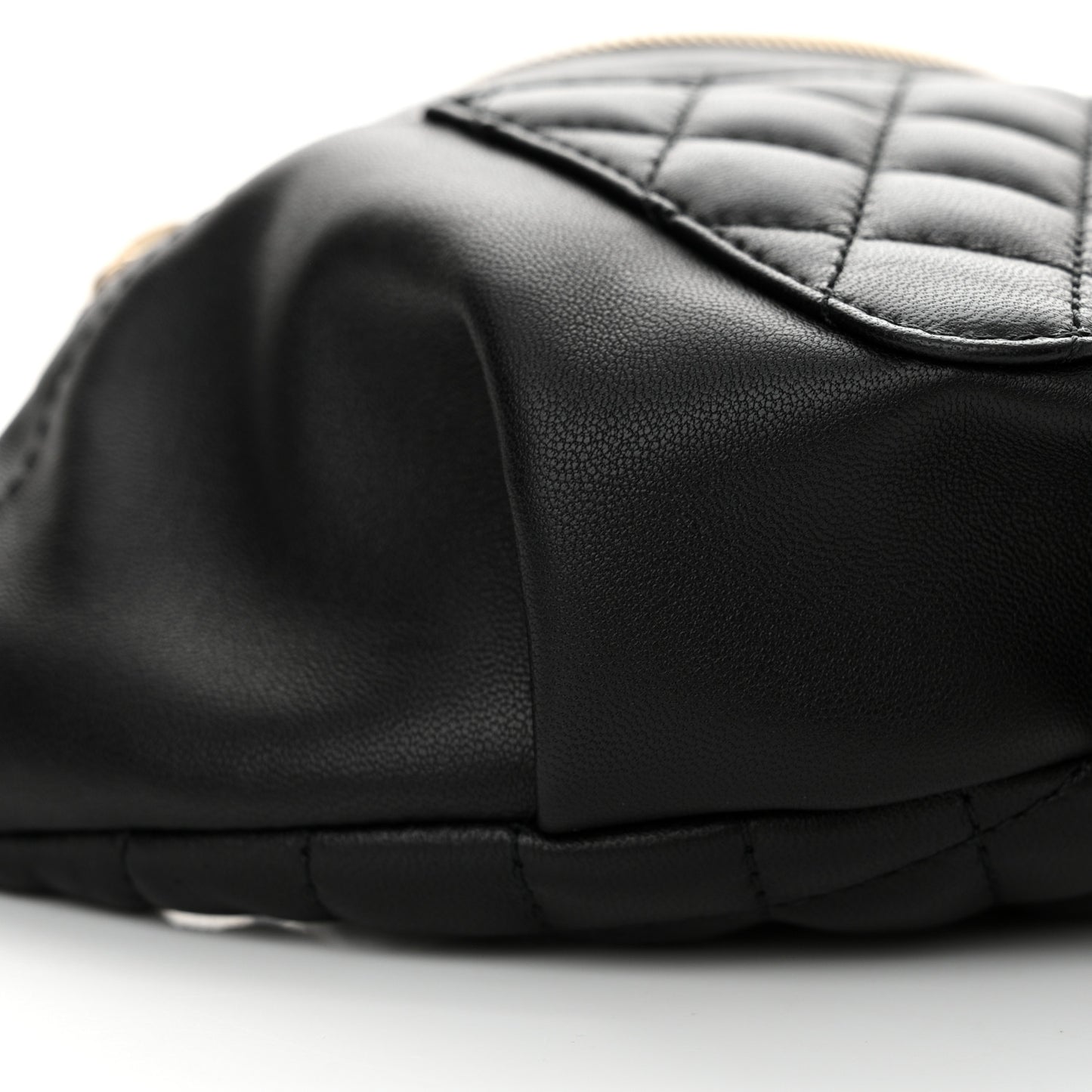 Lambskin Quilted Waist Bag Fanny Pack Black