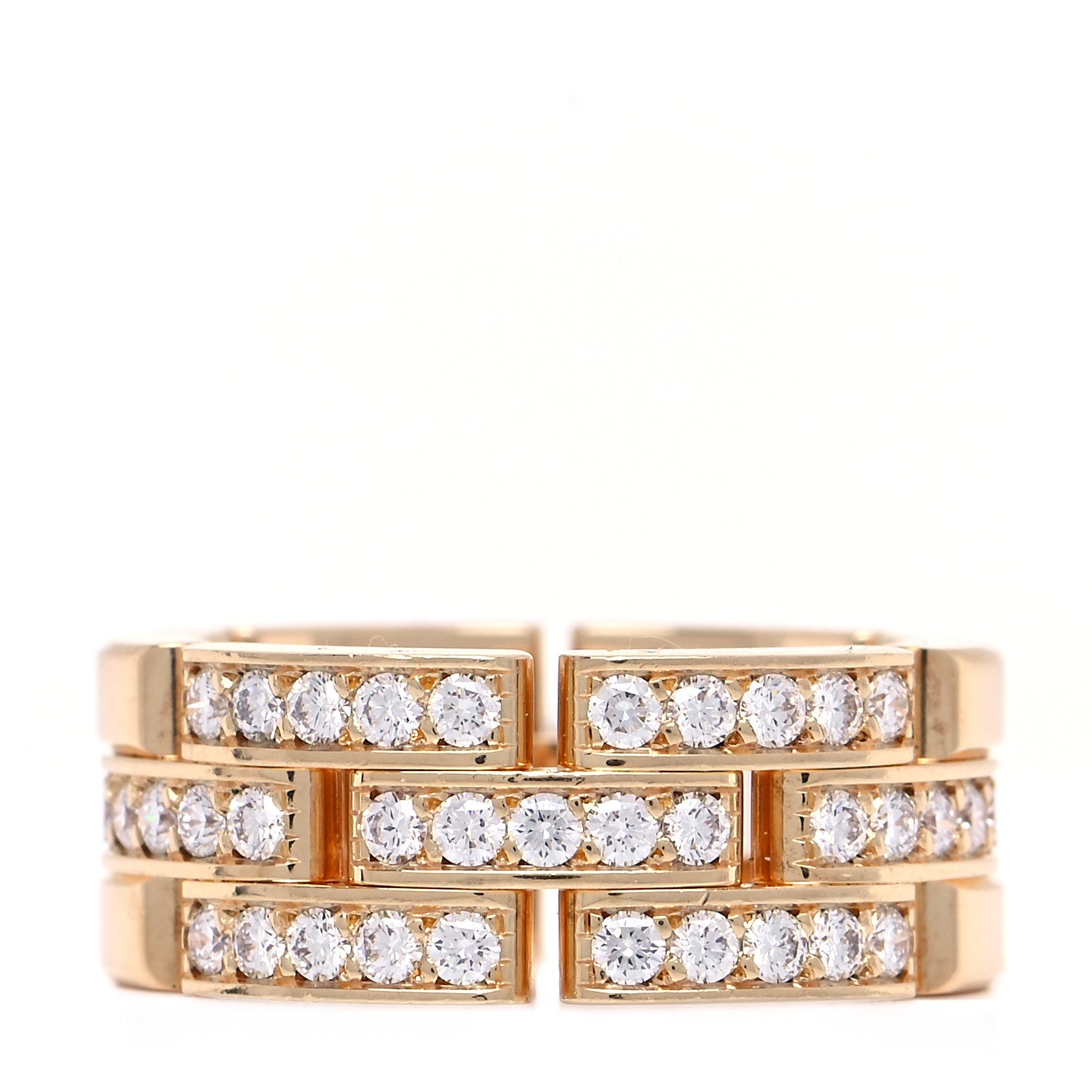 Cartier 18K Yellow Gold Diamond Maillon Panthere 3 Half Rows Paved Ring 51 5.75 1 of 8