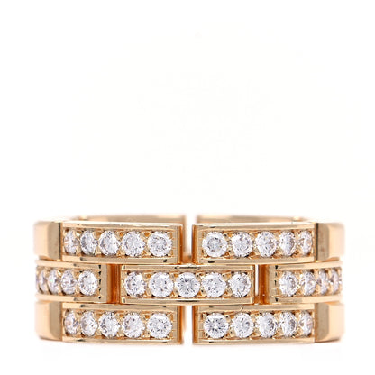 Cartier 18K Yellow Gold Diamond Maillon Panthere 3 Half Rows Paved Ring 51 5.75 1 of 8