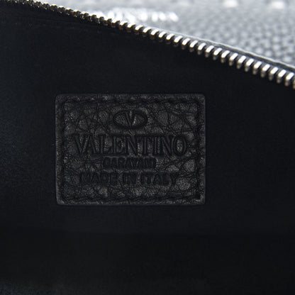 Valentino Garavani Pebbled Calfskin Onyx Large Rockstud Rolling Zip Pouch Black 6 of 8