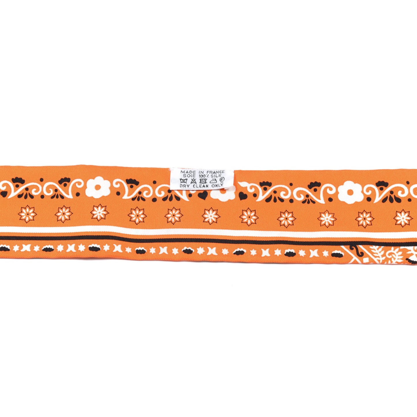 Silk Peuple Du Vent Bandana Twilly Orange Black White
