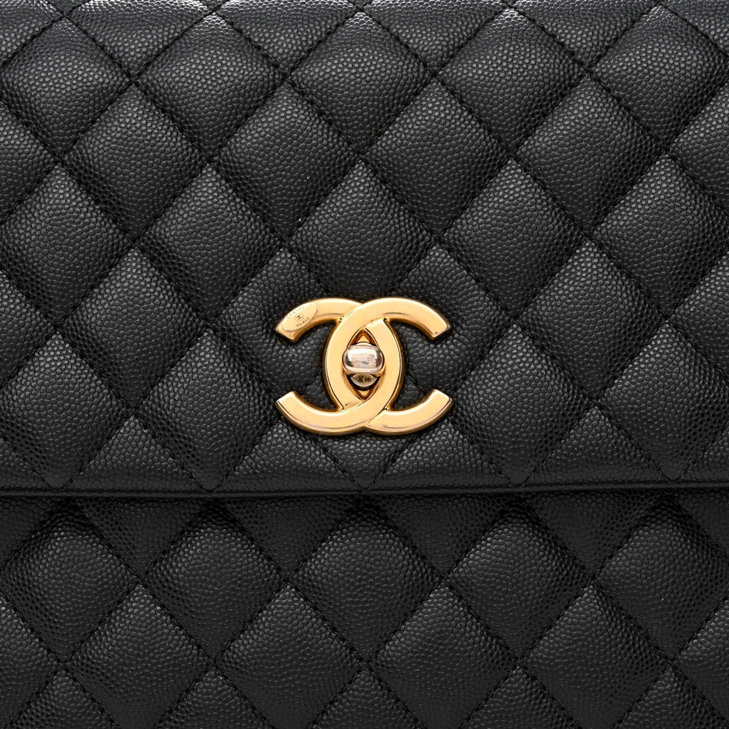 Caviar Quilted Medium Coco Handle Flap Black