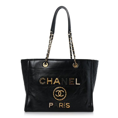 Chanel Aged Calfskin Small Charms Deauville Tote Black 1 of 9