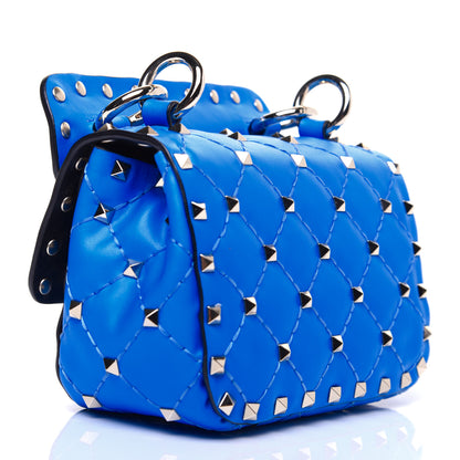 Valentino Garavani Calfskin Micro Rockstud Spike Shoulder Bag Blue Fluo 3 of 11