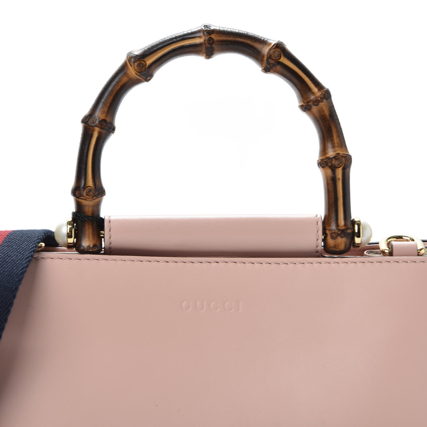 Gucci Nappa Bamboo Web Mini Nymphaea Top Handle Bag Perfect Pink Mystic White 9 of 9