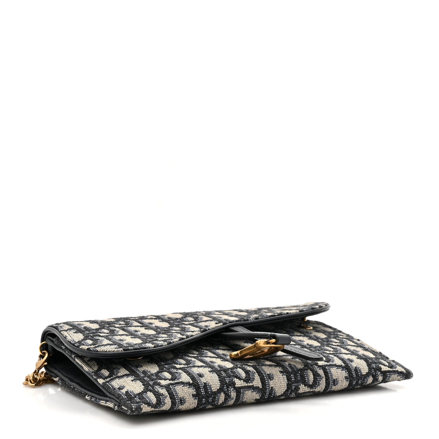 Oblique Saddle Chain Long Wallet Blue