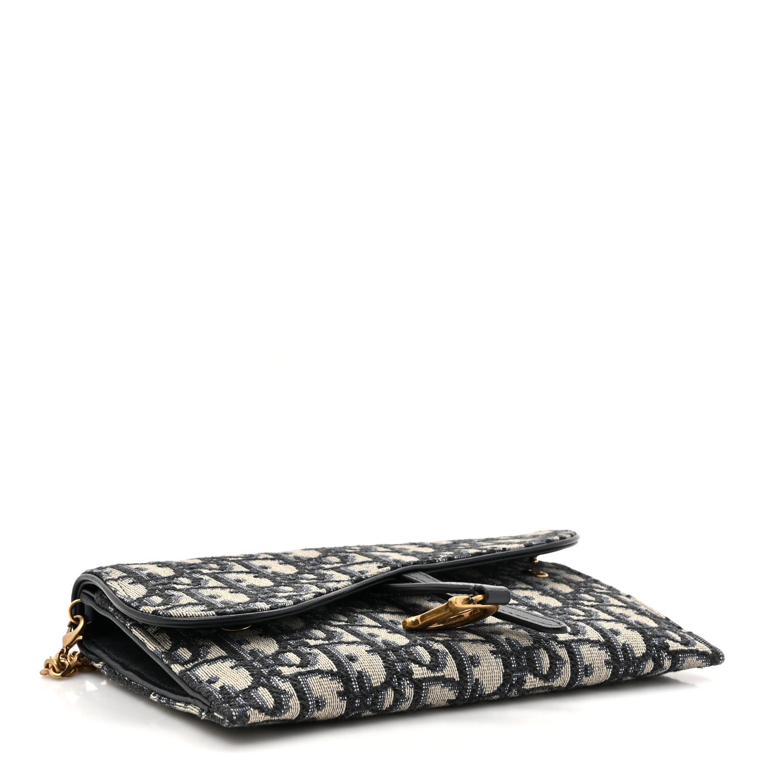 Christian Dior Oblique Saddle Chain Long Wallet Blue 5 of 13