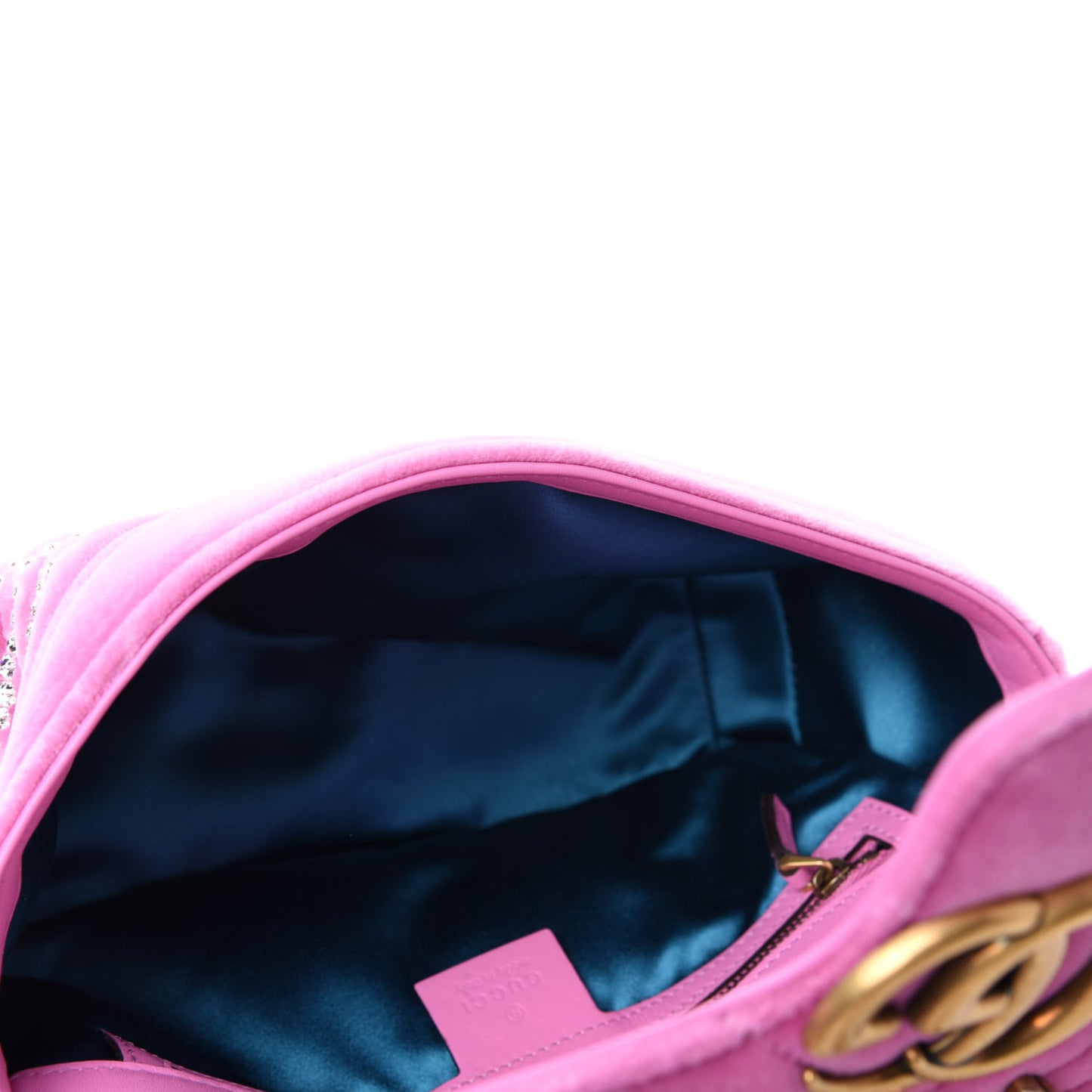 Velvet Matelasse Marquise Crystals Embroidered Small GG Marmont Shoulder Bag Malva