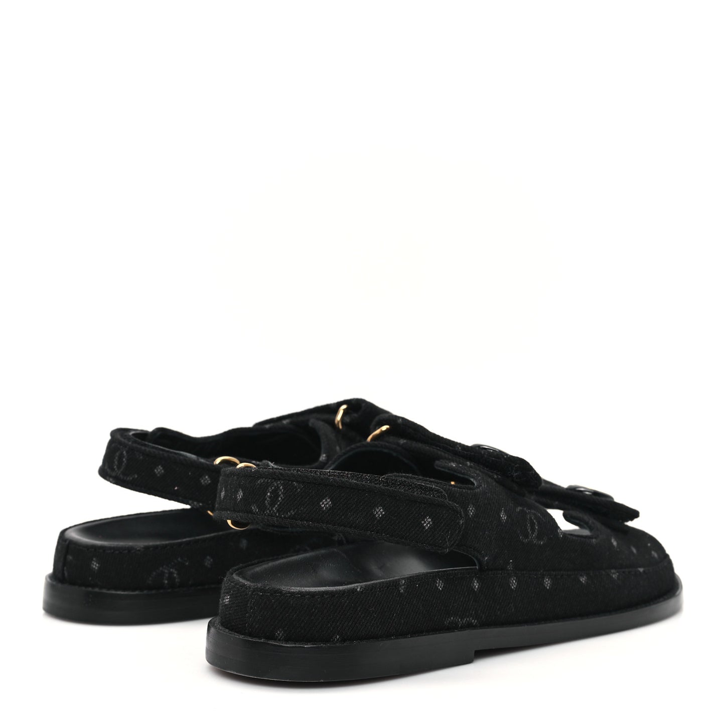 Denim Printed Dad Sandals 38.5 Black