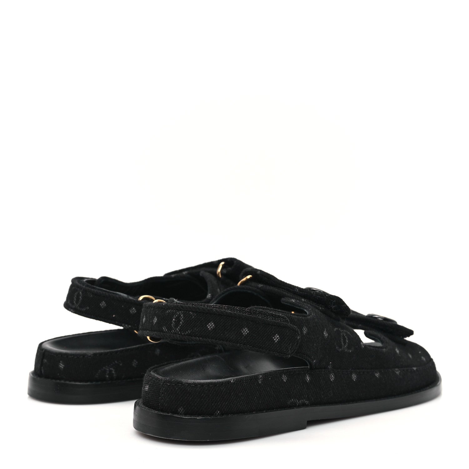 Chanel Denim Printed Dad Sandals 38.5 Black 5 of 11
