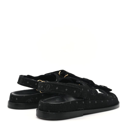 Chanel Denim Printed Dad Sandals 38.5 Black 5 of 11