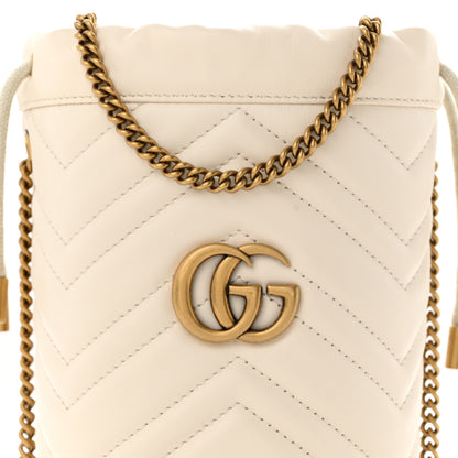 Gucci Calfskin Matelasse Mini GG Marmont 2.0 Bucket Bag White 8 of 13