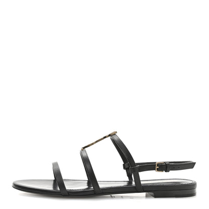 Saint Laurent Calfskin Cassandra Monogram Sandals 39 Black 1 of 9