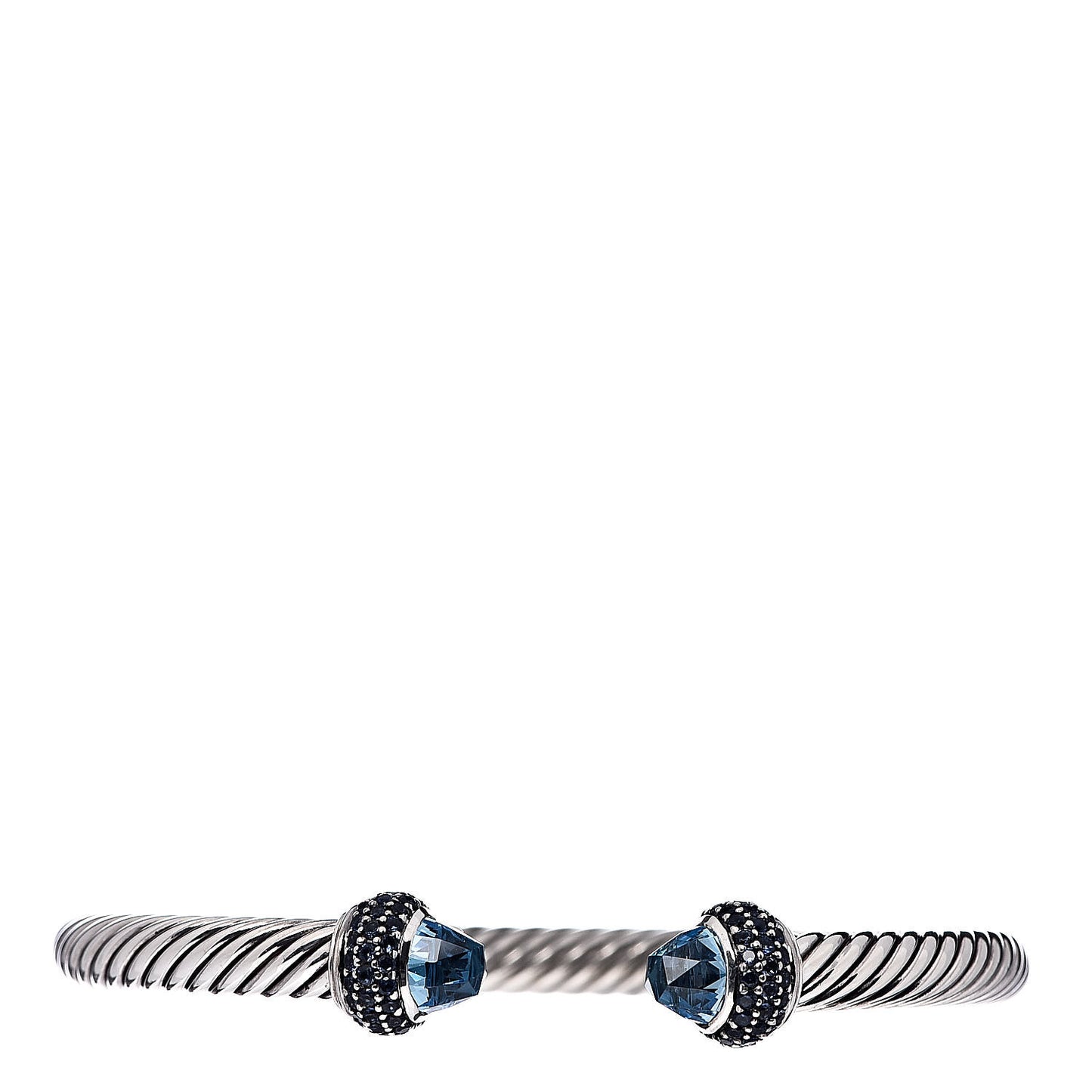 Sterling Silver Blue Topaz Blue Sapphire 5mm Cable Candy Bracelet M