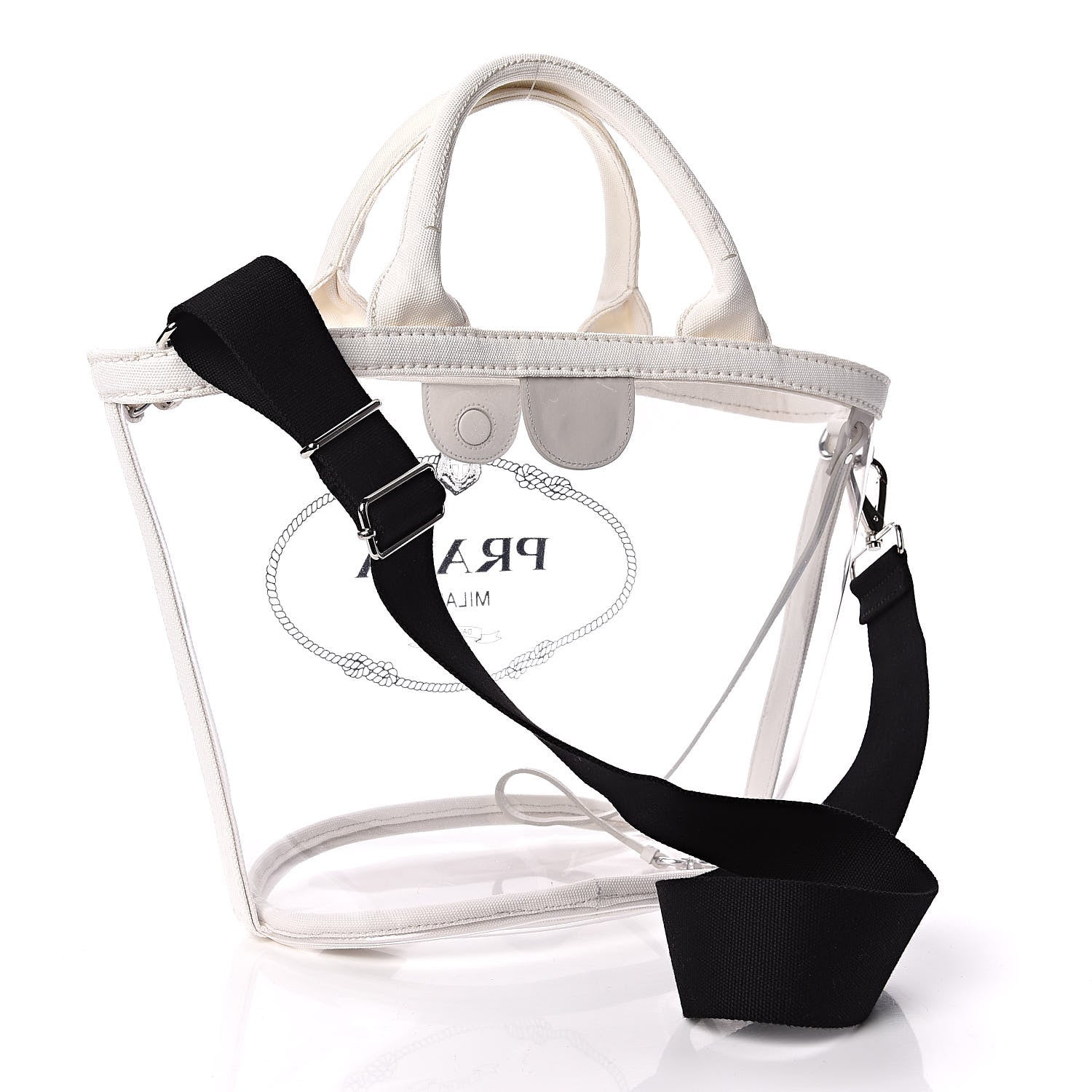 Prada Plexiglass Canapa Small Shopper Tote White 5 of 11