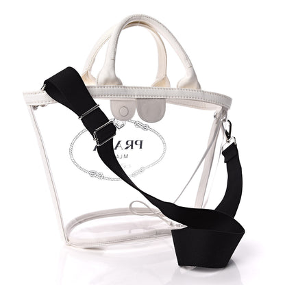 Prada Plexiglass Canapa Small Shopper Tote White 5 of 11