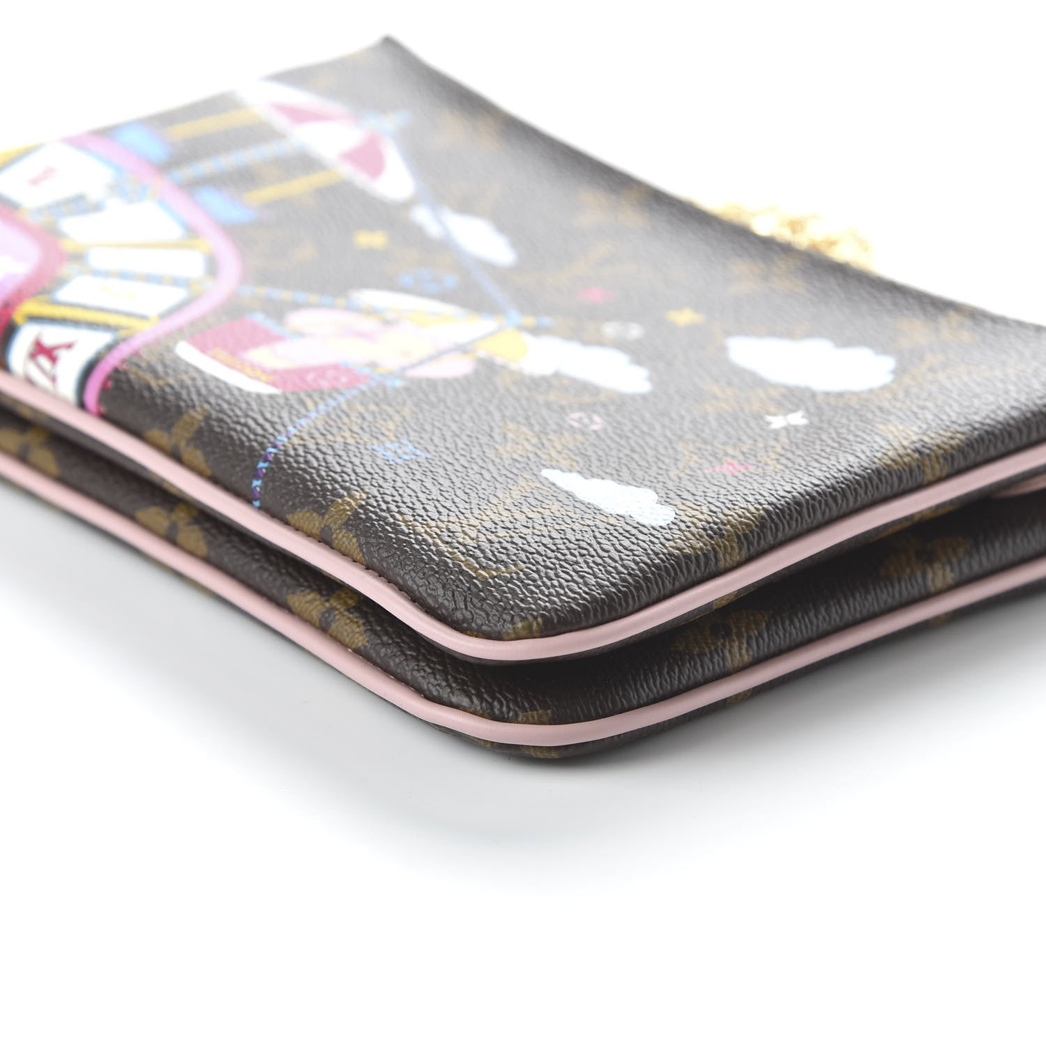 Louis Vuitton Monogram 2020 Christmas Animation Big Wheel Double Zip Pochette Rose Ballerine 7 of 10
