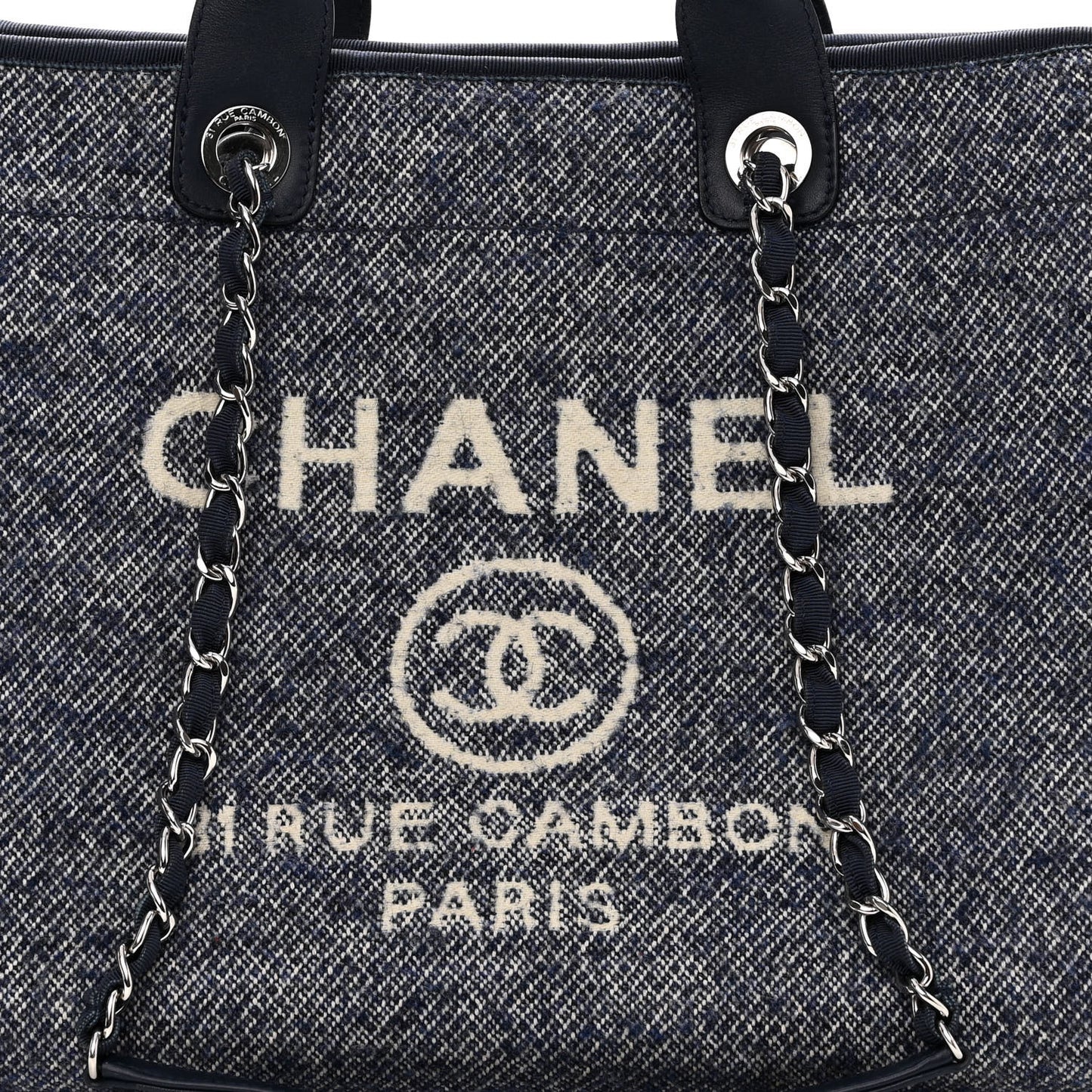 Mixed Fibers Calfskin Medium Deauville Tote Blue